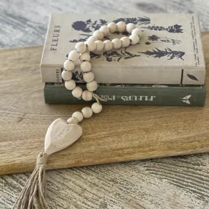 14.5" Wood Bead Heart w/Tassel