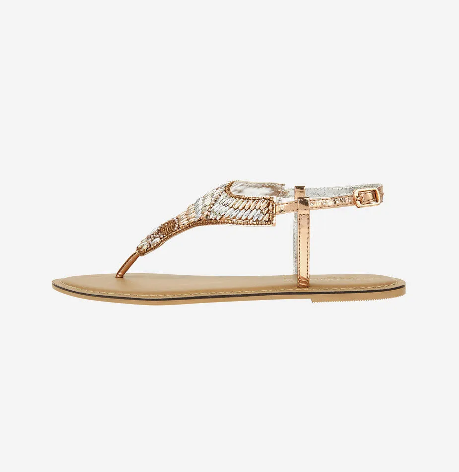 Bethany Beaded Rose Gold Sandals