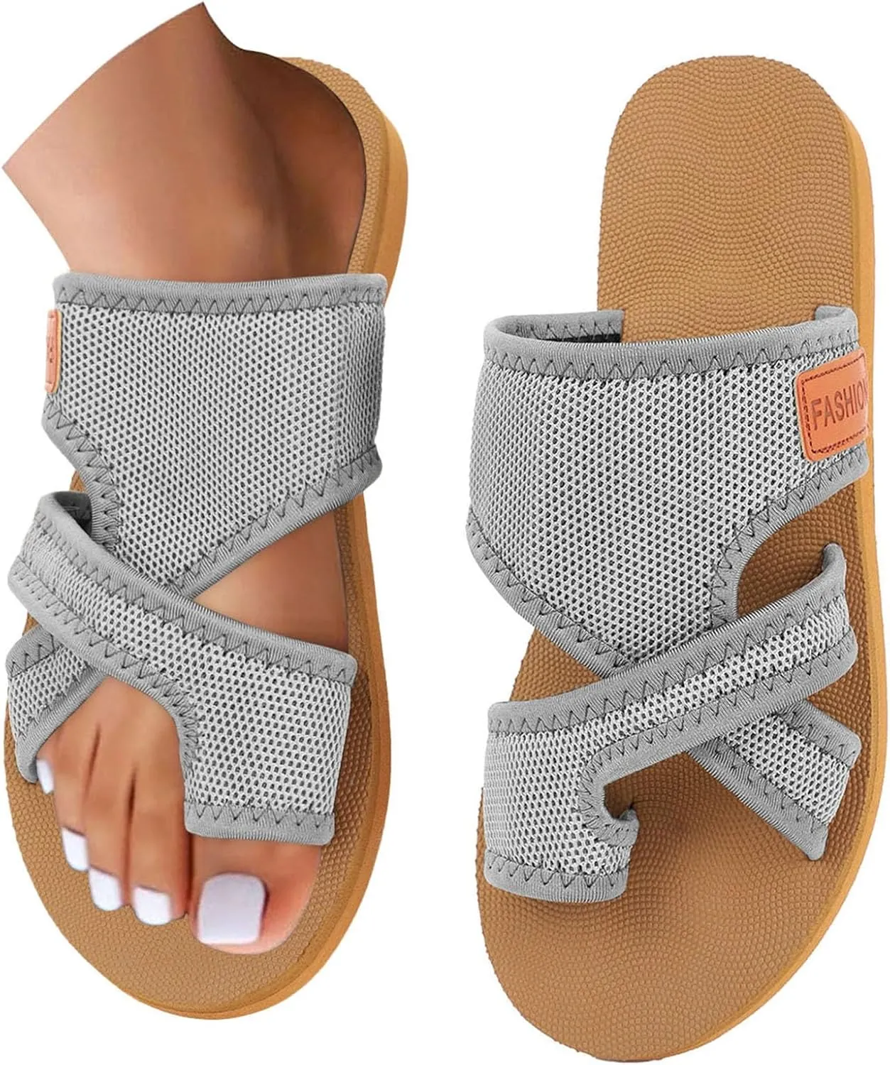 Mesh Slippers with Arch Support for Women Orthopedic Slip On Open Toe Flip Flops Comfortable Summer Walking Sandals