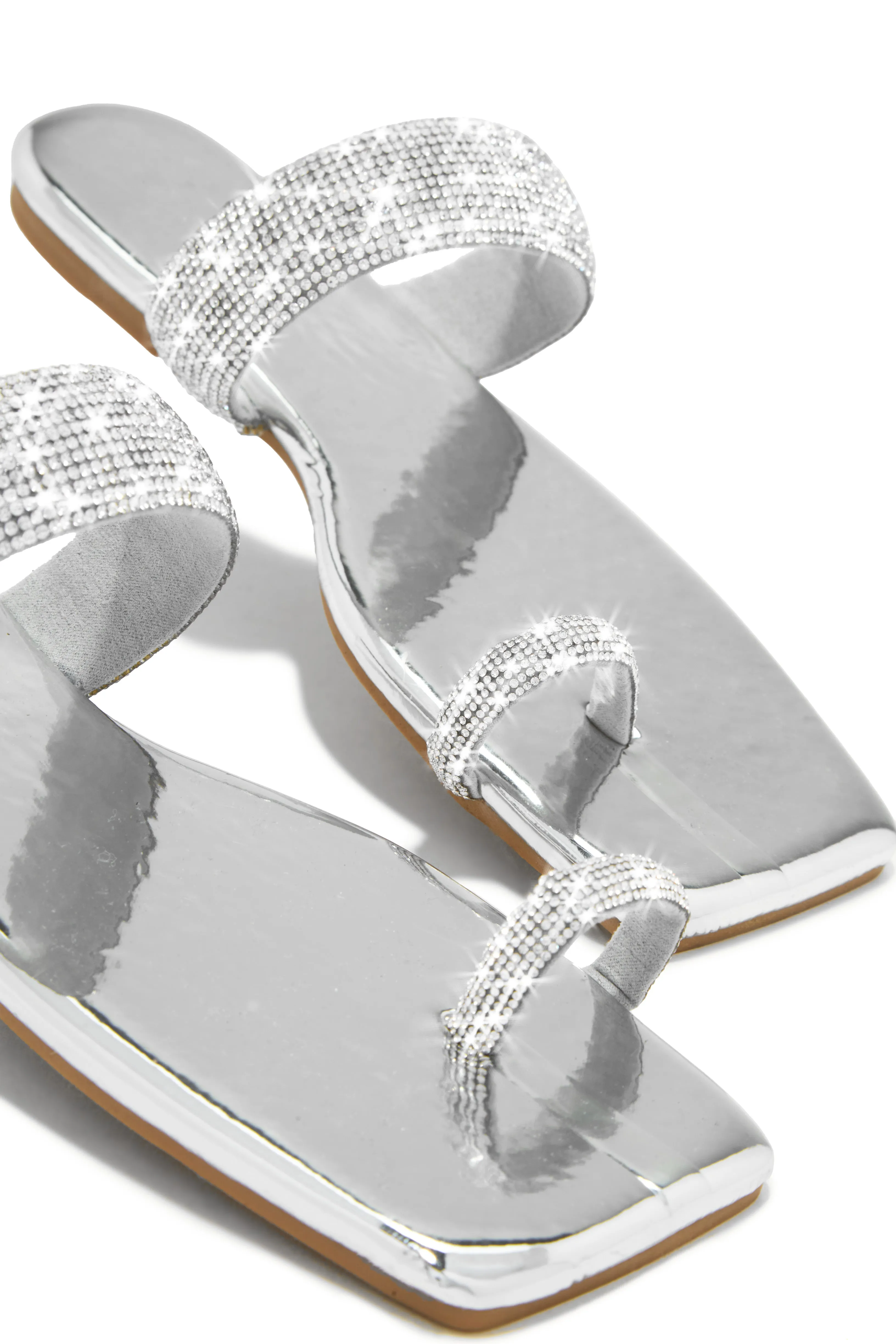 Playa Blanca Embellished Slip On Sandals - Silver