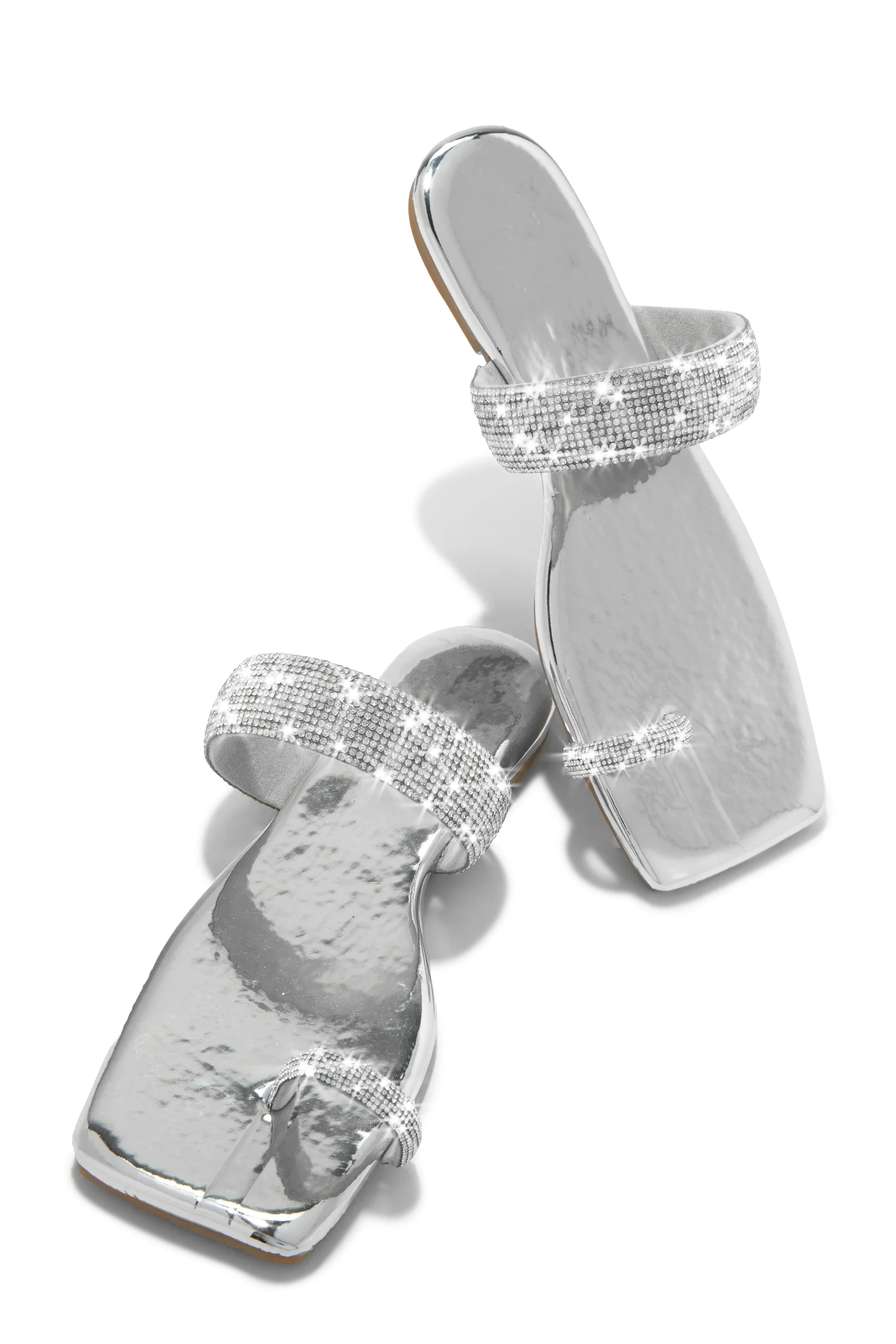 Playa Blanca Embellished Slip On Sandals - Silver