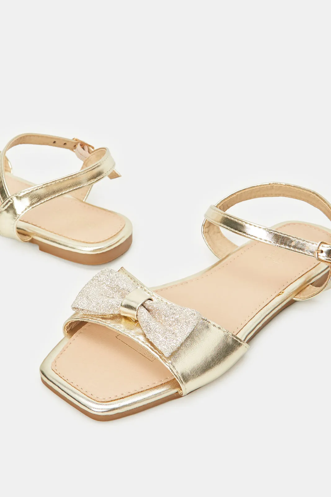Senior Girls Gold Bow Sandal
