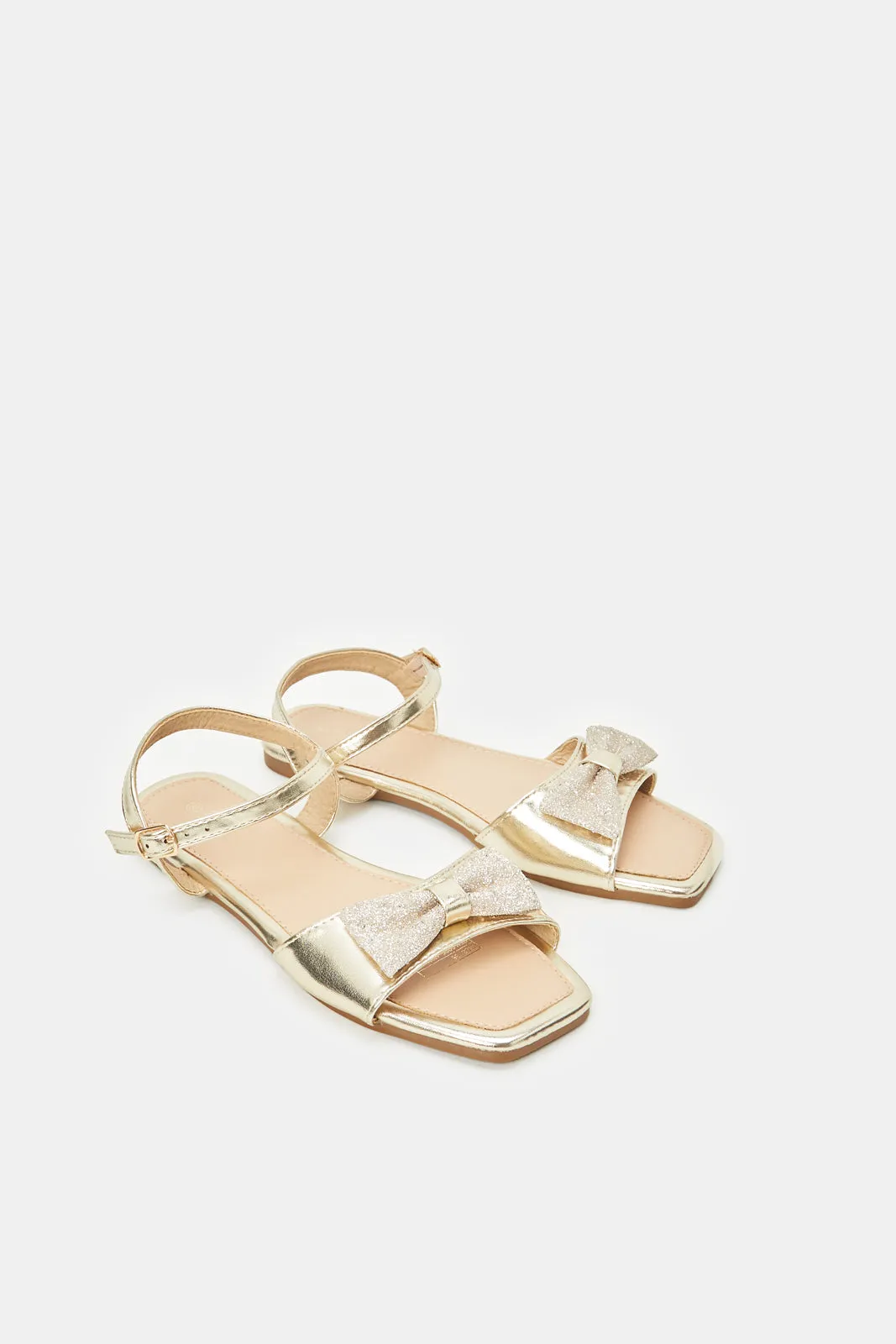 Senior Girls Gold Bow Sandal