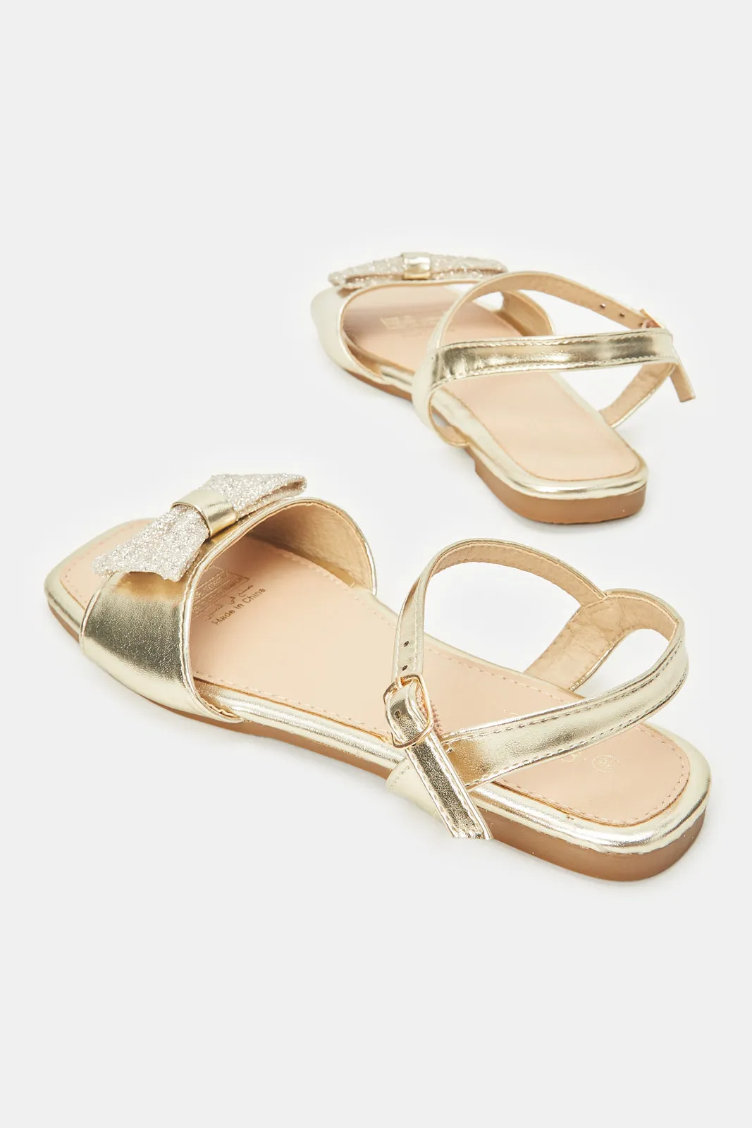 Senior Girls Gold Bow Sandal