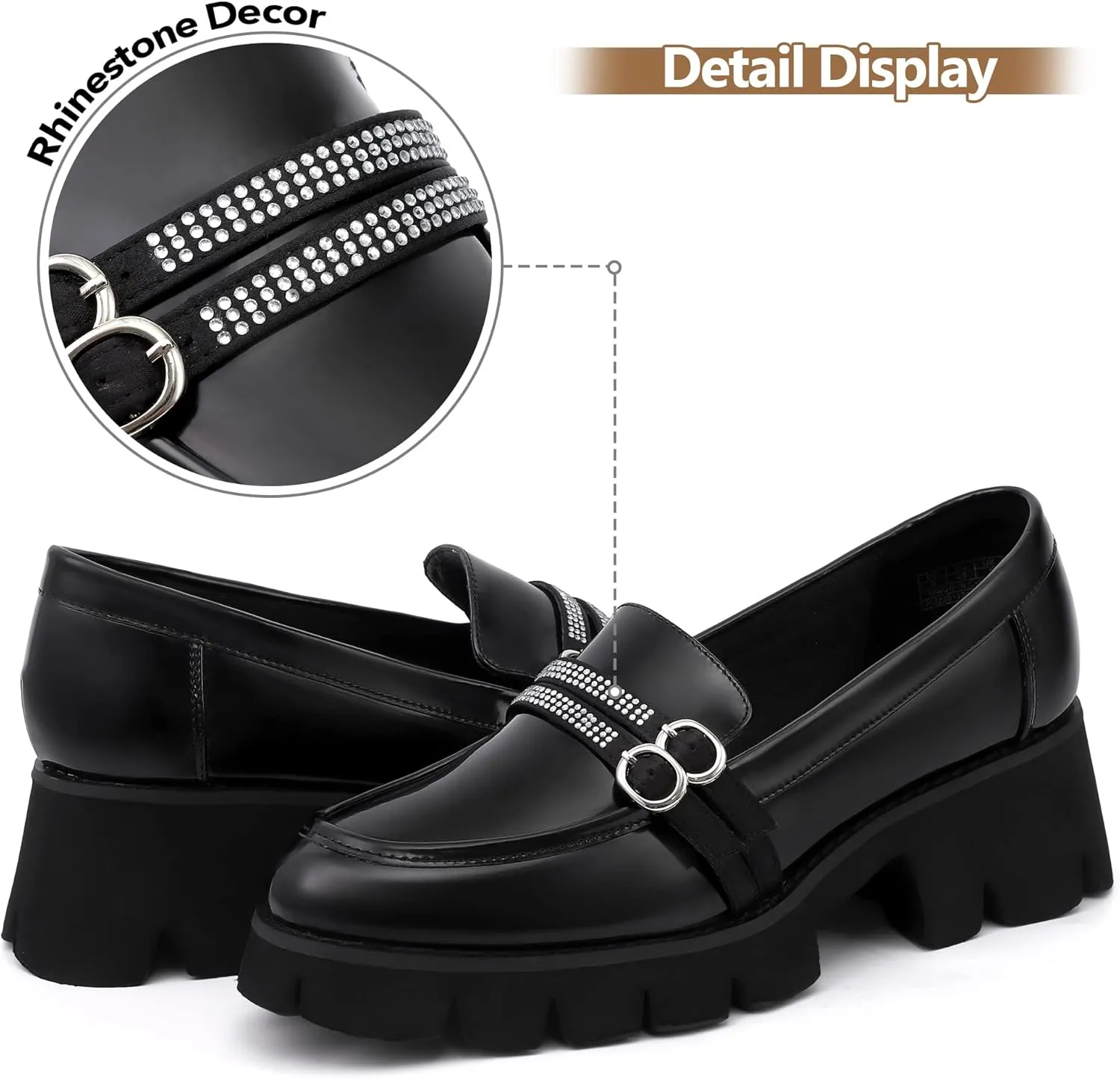 SPR&JOY Women's Loafers Platform Chunky Heel Slip-on Round Toe Loafer Shoes Comfort Penny Casual Fashion Work Shoes