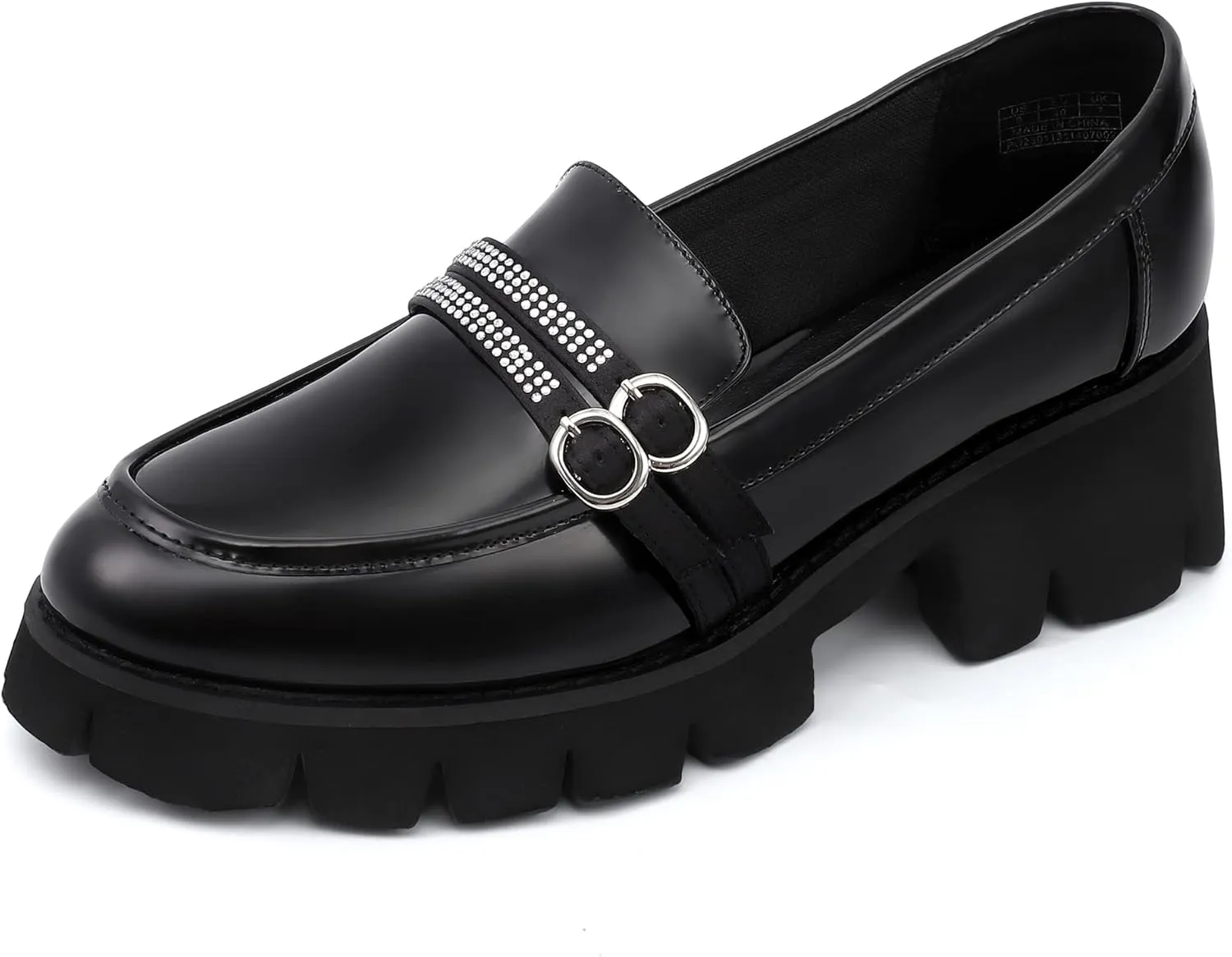SPR&JOY Women's Loafers Platform Chunky Heel Slip-on Round Toe Loafer Shoes Comfort Penny Casual Fashion Work Shoes