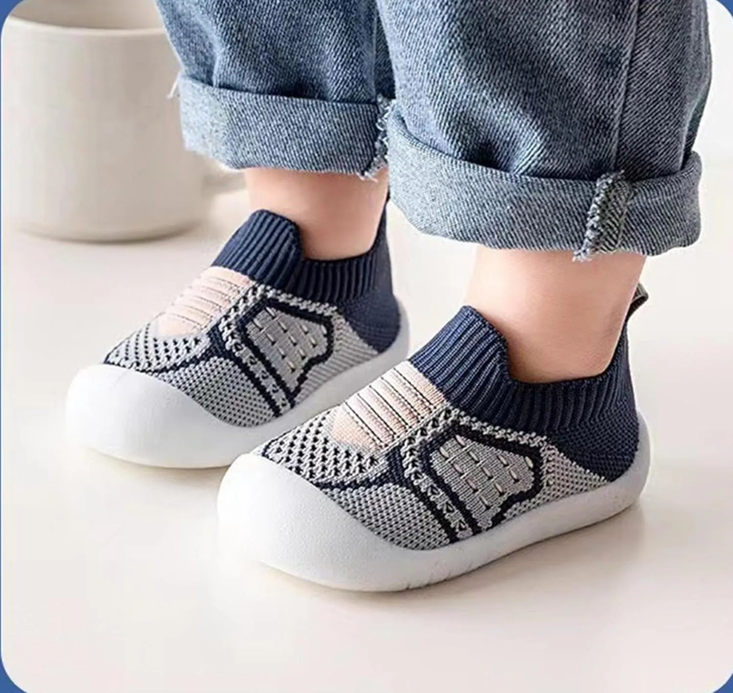 WILLFUN Toddler Boy Girl Mesh Sneakers Baby Knitted Walking Shoes Infant Soft Sole Trainers 1-3 Year-Old Little Kid Breathable Outdoor Shoes
