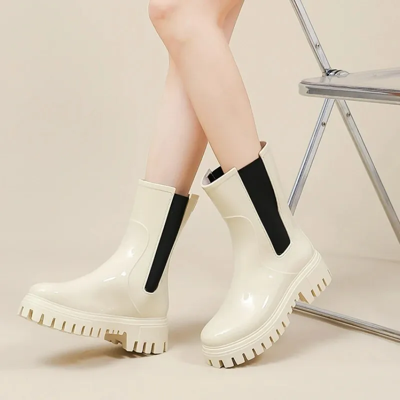 Women Rain Boots Waterproof Rubber Shoes New Arrivals Designer Platform Boots - WRB50153